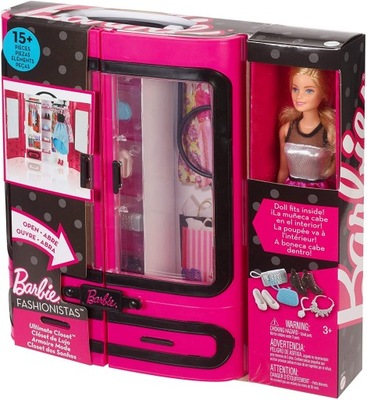 Barbie Garderoba Walizeczka Szafa + Lalka DMT58