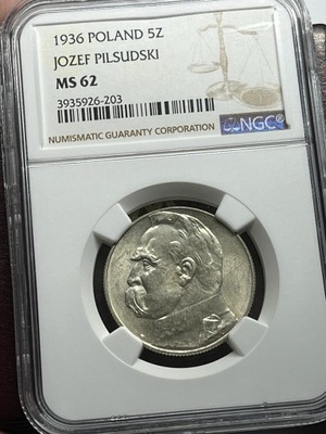 5 ZŁOTYCH 1936 MS 62 NGC