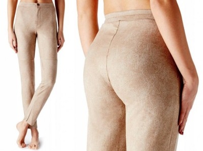 NOWE Calzedonia legginsy tregginsy zamszowe beż S