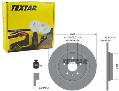 TEXTAR ДИСКИ ТОРМОЗНЫЕ ТОРМОЗНЫЕ ЗАД 92162900