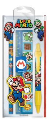 Super Mario Długopis Ołówek Temperówka Gumka