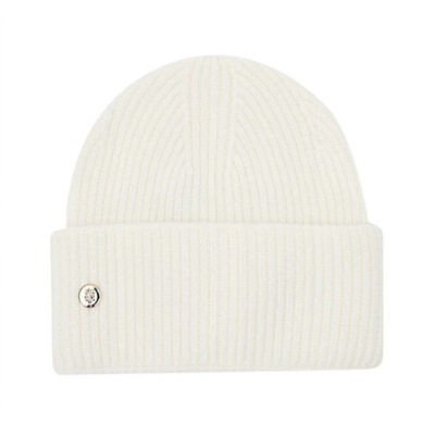 -38% TOMMY HILFIGER CZAPKA DAMSKA TH ELEVATED BEANIE ECRU