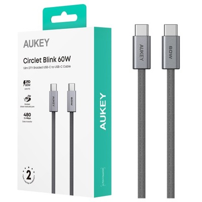 Kabel do ładowania USB-C / USB-C 1,8m 60W 480Mbps OPLOT CB-DCC062 AUKEY