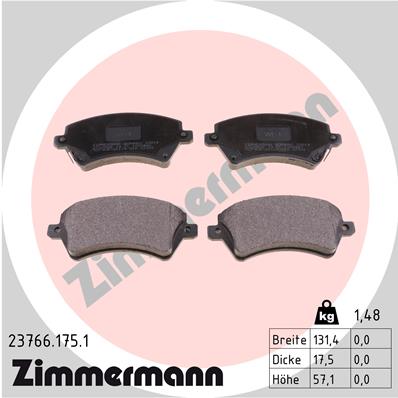 ZIMMERMANN 23766.175.1 КОЛОДКИ ТОРМОЗНЫЕ