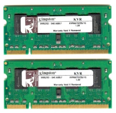 Dual KINGSTON 2GB , 2x1GB KVR667D2S5/1G PC2-5300