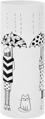 vidaXL Stojan na dáždniky, vzor so ženami a mačkou, oceľový, bia?y