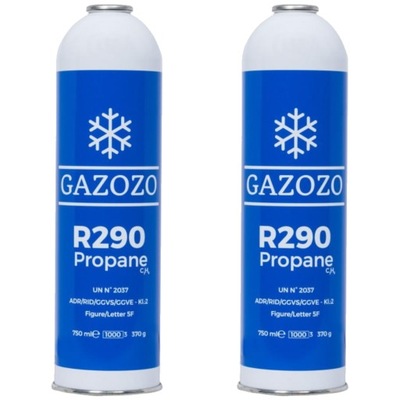 2x Czynnik chłodniczy GAZ R290 GAZOZO 750 ml/370g PROPAN