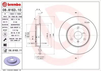 ДИСК ТОРМОЗНОЙ ПЕРЕД 280MM