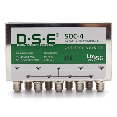 Sumator sygnałów RTV/SAT X4 DSE SOC-4 do konwertera typu QUAD | ZEWNĘTRZNY