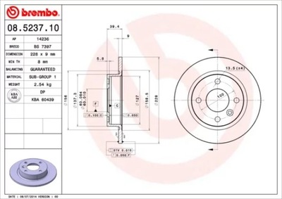 BREMBO 08.5237.10 DISCO DE FRENADO  