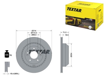 DISCOS DE FRENADO 2 PIEZAS PARTE TRASERA KIA SORENTO 3 2.0D-3.3 01.15- TEXTAR  