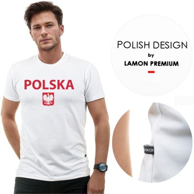 Koszulka kibica reprezentacji Polski męska z napisem Polska i godłem - XL