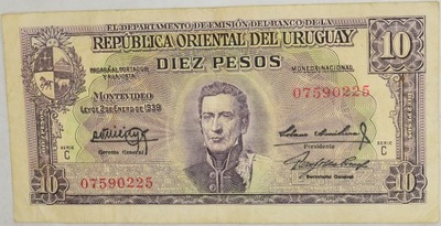 3.fz.Urugwaj, 10 Pesos 1939, P.37.c, St.3+