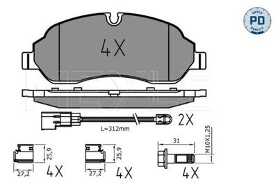 MEYLE КОЛОДКИ HAM. FORD P. TRANSIT 2,0/2,2 TDCI 13-