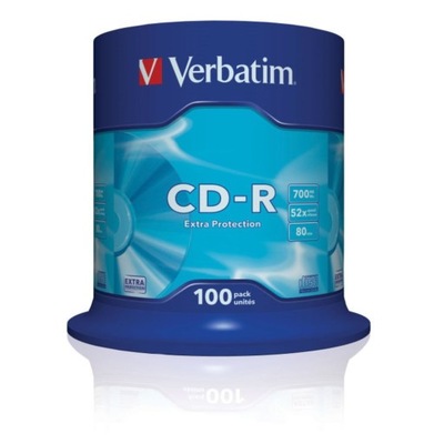 Płyta CD-R Verbatim 700MB x52, Cake Box 100 sztuk