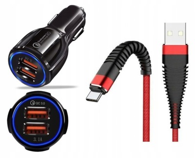 ЗАРЯДНОЕ УСТРОЙСТВО АВТОМОБИЛЬНАЯ USB 3.0 + КАБЕЛЬ USB ТИП C фото