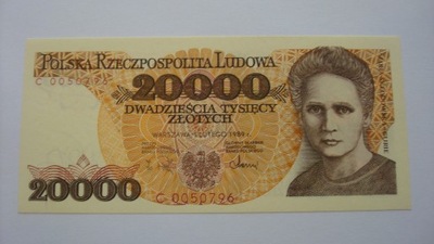 Banknot 20000 zł 1989 rok - seria C stan 1