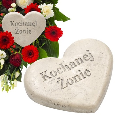 SERCE OZDOBA GRÓB WIENIEC GIPS KOCHANEJ ŻONIE