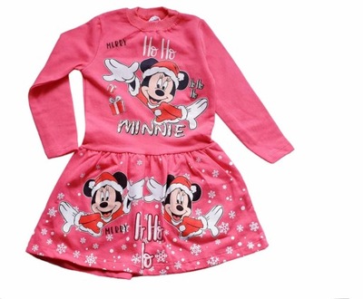 MINNIE świąteczna ocieplana sukienka 110 cm