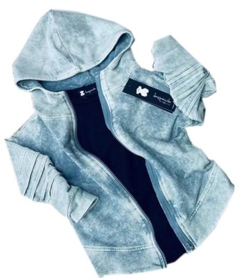 Bluza Despacito przeszycia kaptur szaro/niebieska zapinana 110 cm