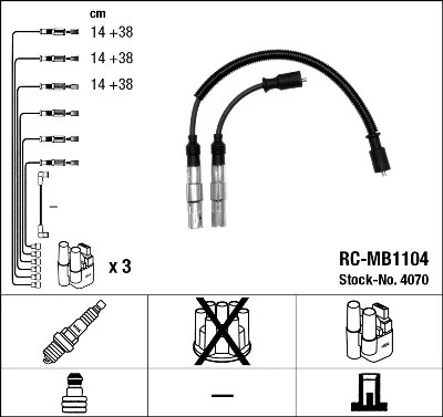 NGK 4070 CABLE DE ARRANQUE RC-MB1104 SMART CABRI  