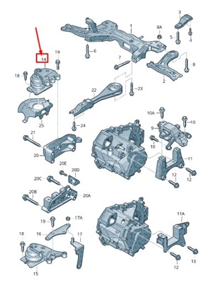Skoda rapid nh правий двигун mounting 6r0199167ac фото №1