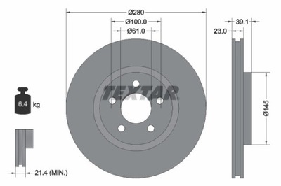 2X DISCO DE FRENADO CHRYSLER PARTE DELANTERA PT CRUISER 1,6-2,4 00-10 92108505  