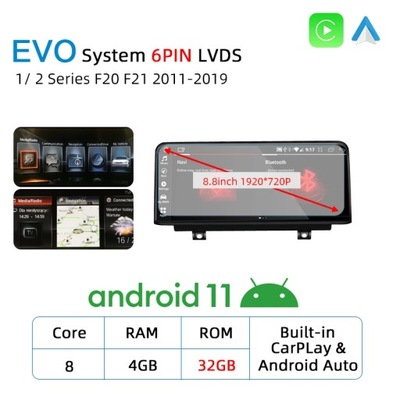 NAVEGACIÓN DE AUTOMÓVIL GPS ANDROID 12 CARPLAY PARA BMW SERII 1 2 F20 F21 2011-2019  