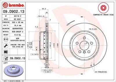 DISKU STABDŽIŲ BREMBO 09.D902.13 