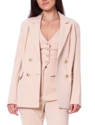 GUESS BEŻOWA MARYNARKA DAMSKA DWURZĘDOWA Z KLAPAMI M GNG