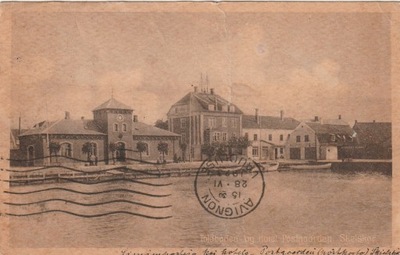 826.Dania Port w Skelskor,Przedwojenna Pocztówka obieg 1923.rok