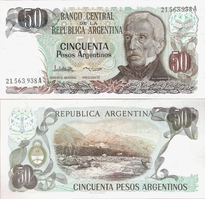 Argentyna 1983-1985 ND - 50 Pesos Pick 314 UNC