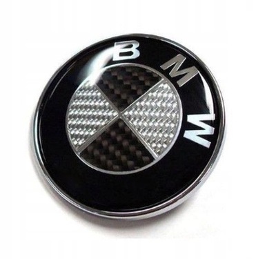 BMW Black Czarny 72mm emblemat przód tył CARBON