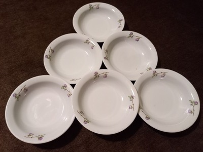 WAŁBRZYCH SALATERKI MISECZKI KOMPLET 6 szt SZARA RÓŻA PORCELANA VINTAGE PRL