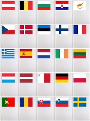 Flagi Państw UE - chorągiewki papierowe EU - 56szt