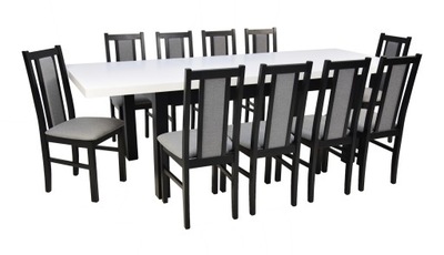 Stół Biały rozkładany 90x170/250 + 10 krzeseł