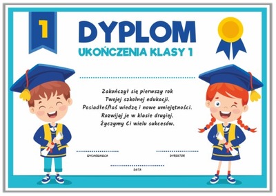 Dyplom: Ukończenia klasy 1 (wzór 12)