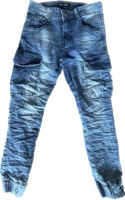 Spodnie jeansowe chłopięce bojówki joggery 122-128