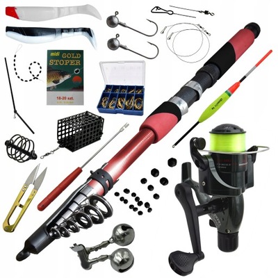 ZESTAW WĘDKARSKI WĘDKA 3,6 m KOŁOWROTEK AKCESORIA