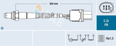 E3D45D FAE ZONDAS LAMBDA ZONDAS (SKAIČIUS LAIDŲ 6, 500MM) TINKA DO: MERCEDES B S 