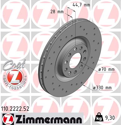 ZIMMERMANN 110.2222.52 DISCO DE FRENADO  