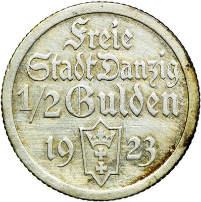 Wolne Miasto Gdańsk, 1/2 guldena 1923, st. ~2-