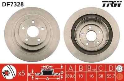 2X ДИСК ГАЛЬМІВНИЙ SUBARU ЗАД IMPREZA 00- WRX/LEGACY 03- 3,0 DF7328