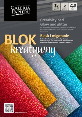 Blok Argo A4 Holograficzny Mix 210g 15ark. Blask i Migotanie