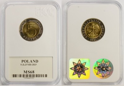 5 ZŁOTYCH 2021 GRADING GCN MS68