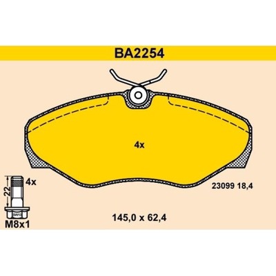 BARUM BA2254 КОМПЛЕКТ КОЛОДОК ШАЛЬМІВНИХ, ГАЛЬМА TARCZOWE