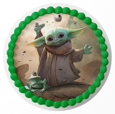 Opłatek na tort BABY YODA tekst imię GRATIS