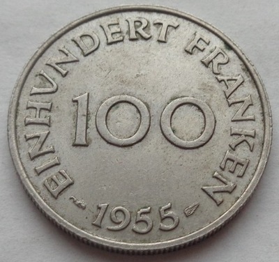 SAARLAND - 100 FRANKEN / FRANKÓW - 1955
