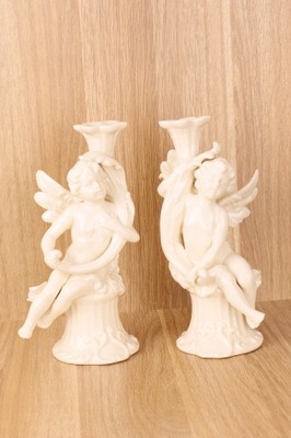Komplet świeczników porcelanowych - ANIOŁKI