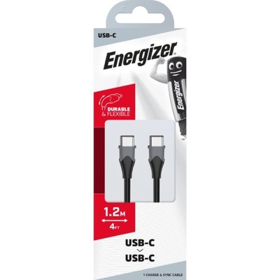 Kabel Połączeniowy Energizer Classic USB-C do USB-C 1.2m Czarny